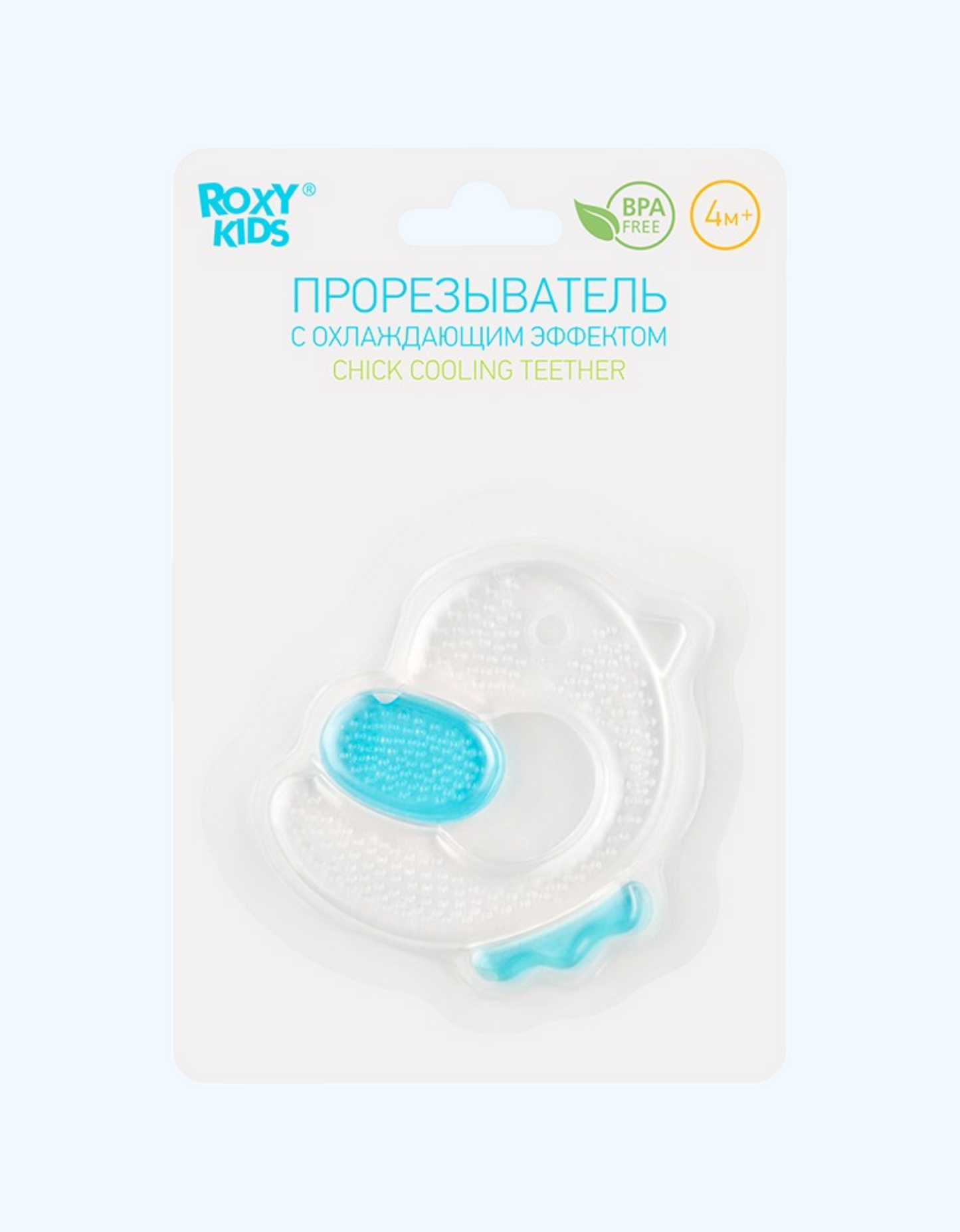 Roxy Kids Teether "Chicken" sovutish effekti bilan, 4+ oy.