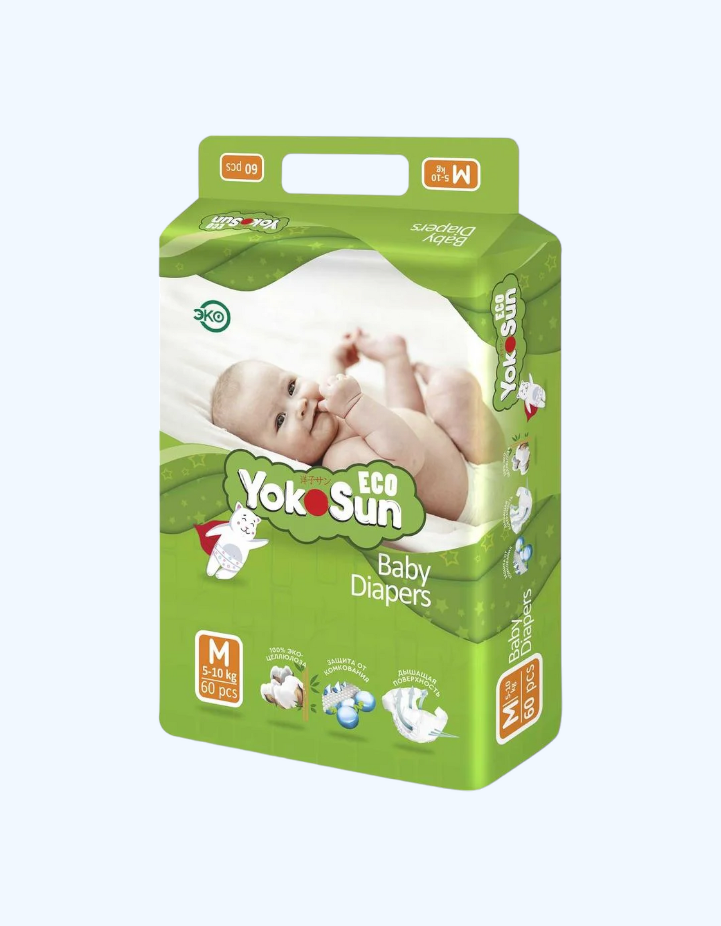 YokoSun Eco tagliklari M o'lchamli (5-10 kg) 60 dona 