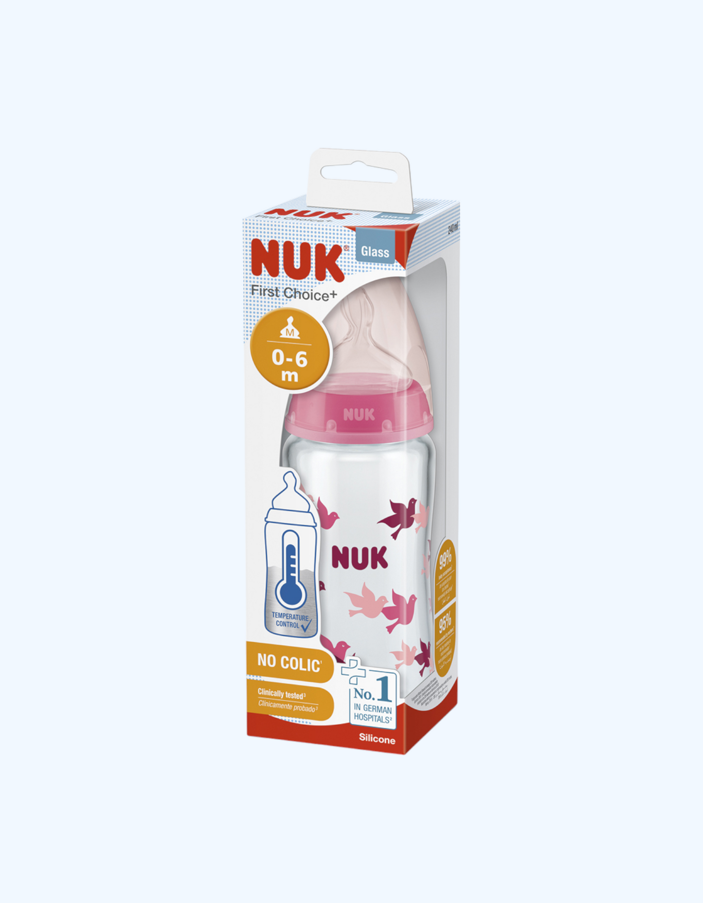 Silikon nipelli Nuk FC+ Temp shishasi, shisha, 240 ml