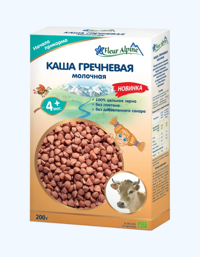 Fleur Alp pyuresi, sut, grechka, 4+ oy, 200 gr