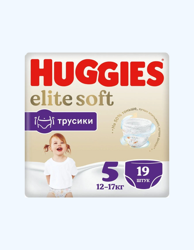 Huggies Elite Soft 5 Подгузники-трусики, девочки, 12-17 кг, 19 шт