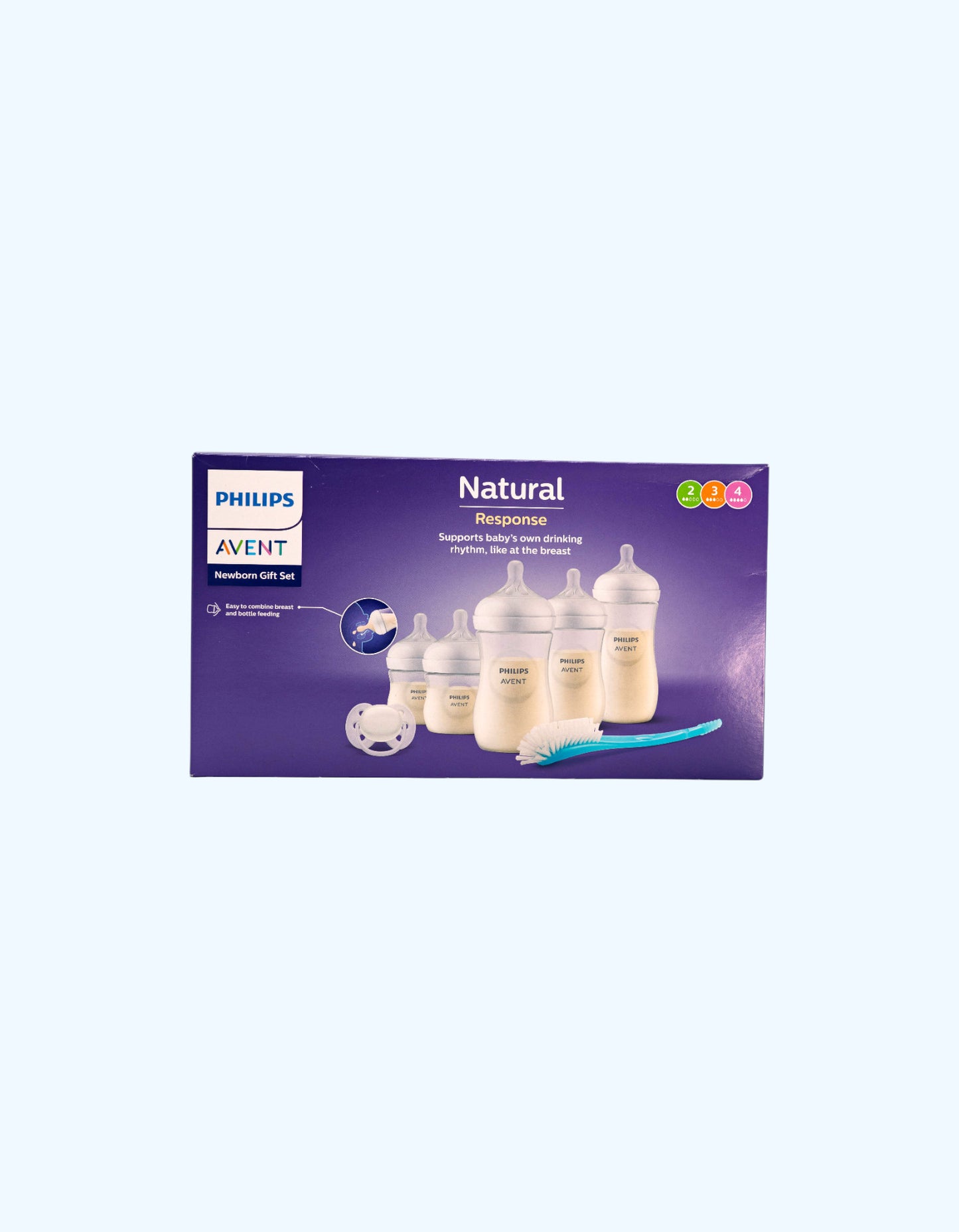 Avent Natural Response Подарочный набор для новорожденных, 5 бутылочек + пустышка + щетка