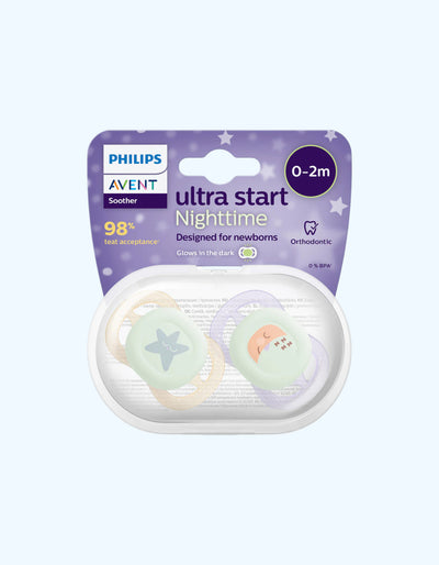 Avent Пустышки серии Ultra Start Nighttime, 0-2 мес., 2 шт