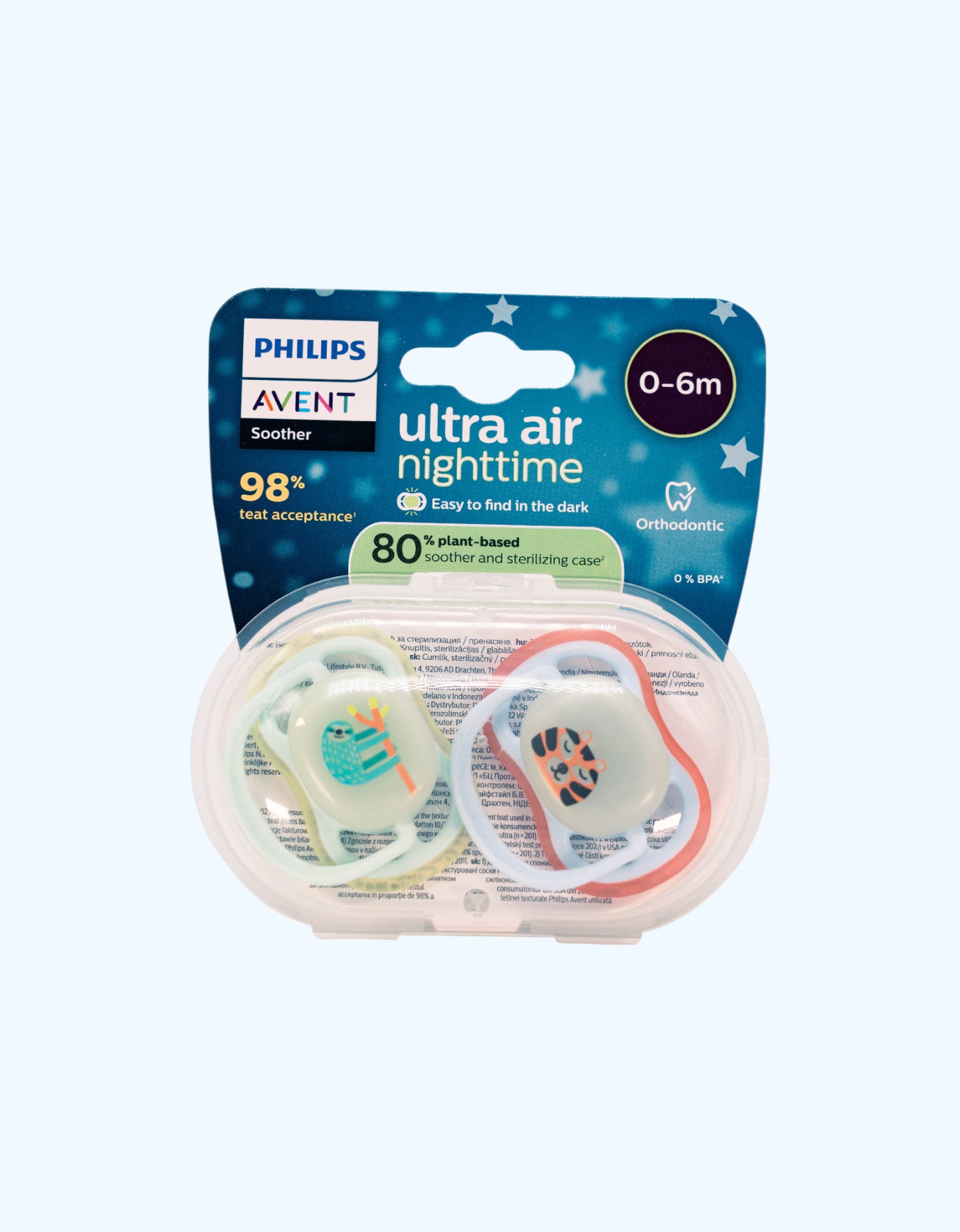 Avent Пустышки серии Ultra Air Nighttime, 0-6 мес.