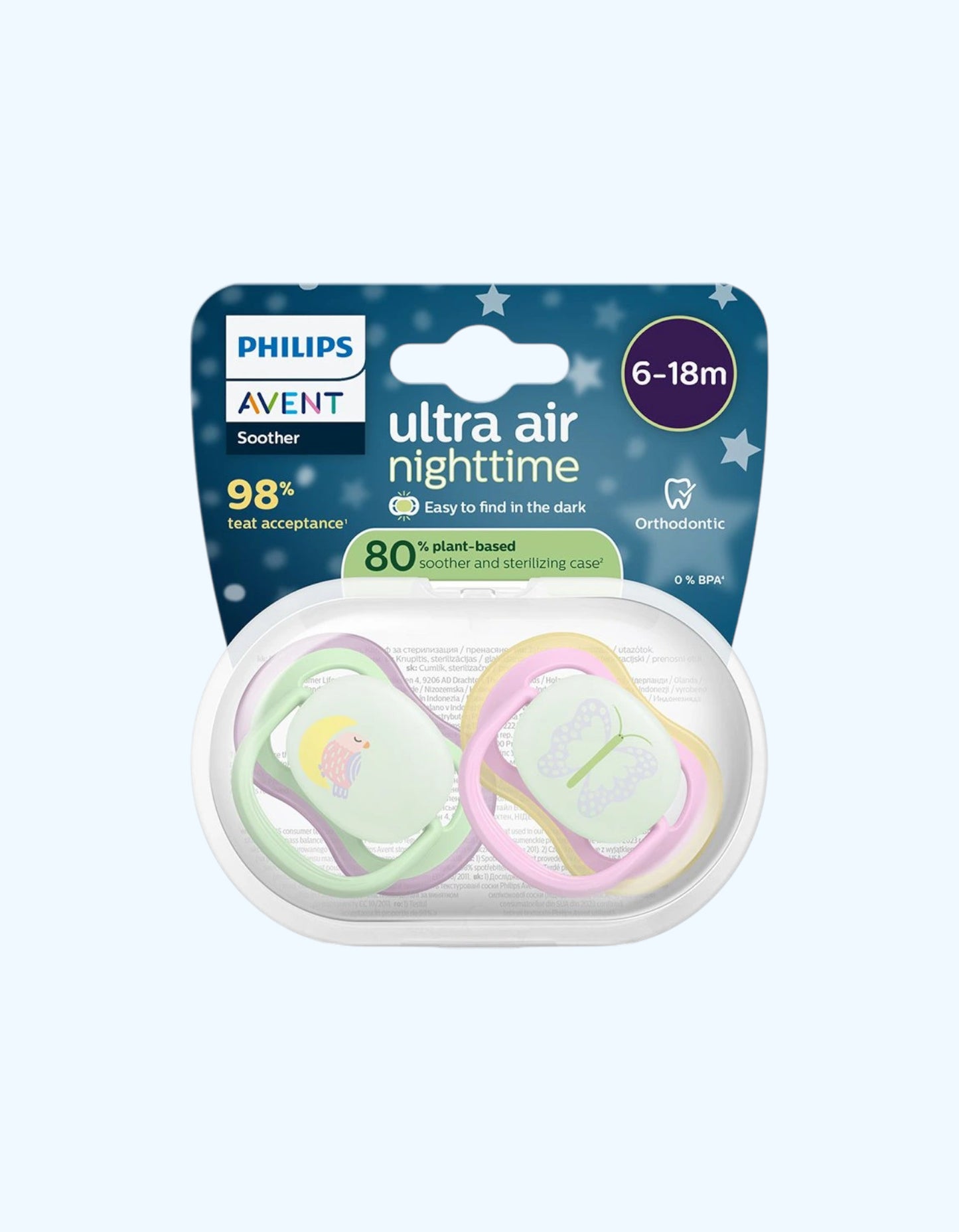 Avent Пустышки серии Ultra Air Nighttime, 6-18 мес.