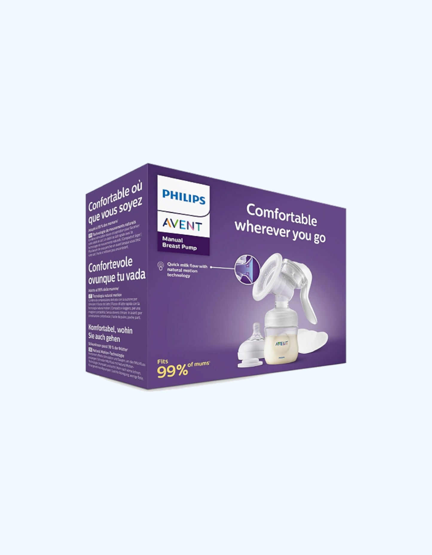 Avent qo'lda ko'krak pompasi, standart to'plam, oq rang