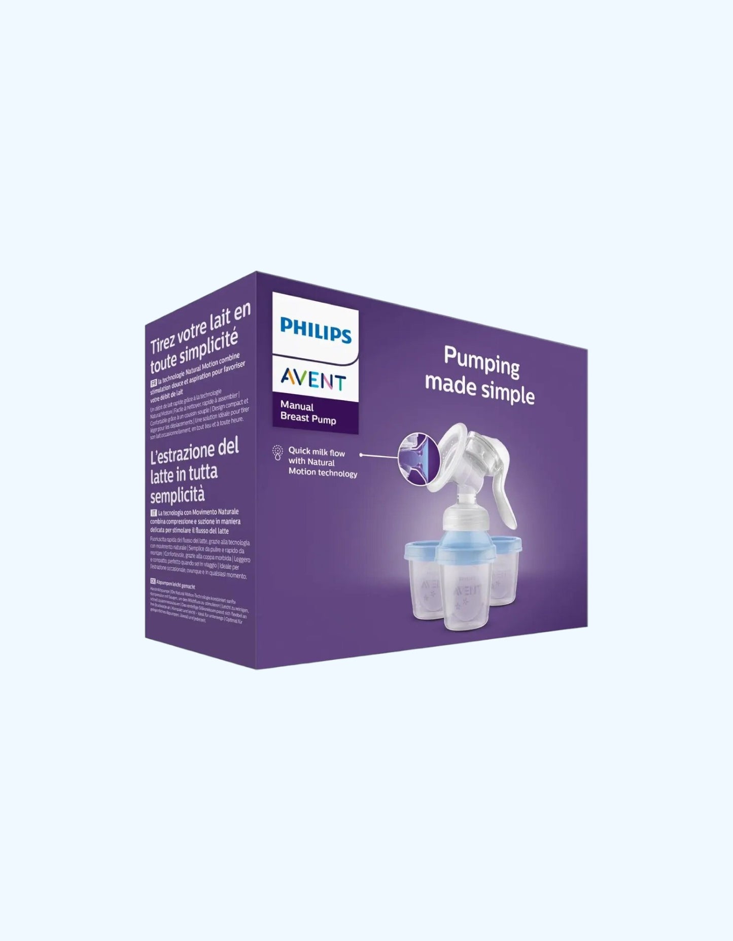 Avent qo'lda ko'krak pompasi, oddiy to'plam, ko'k