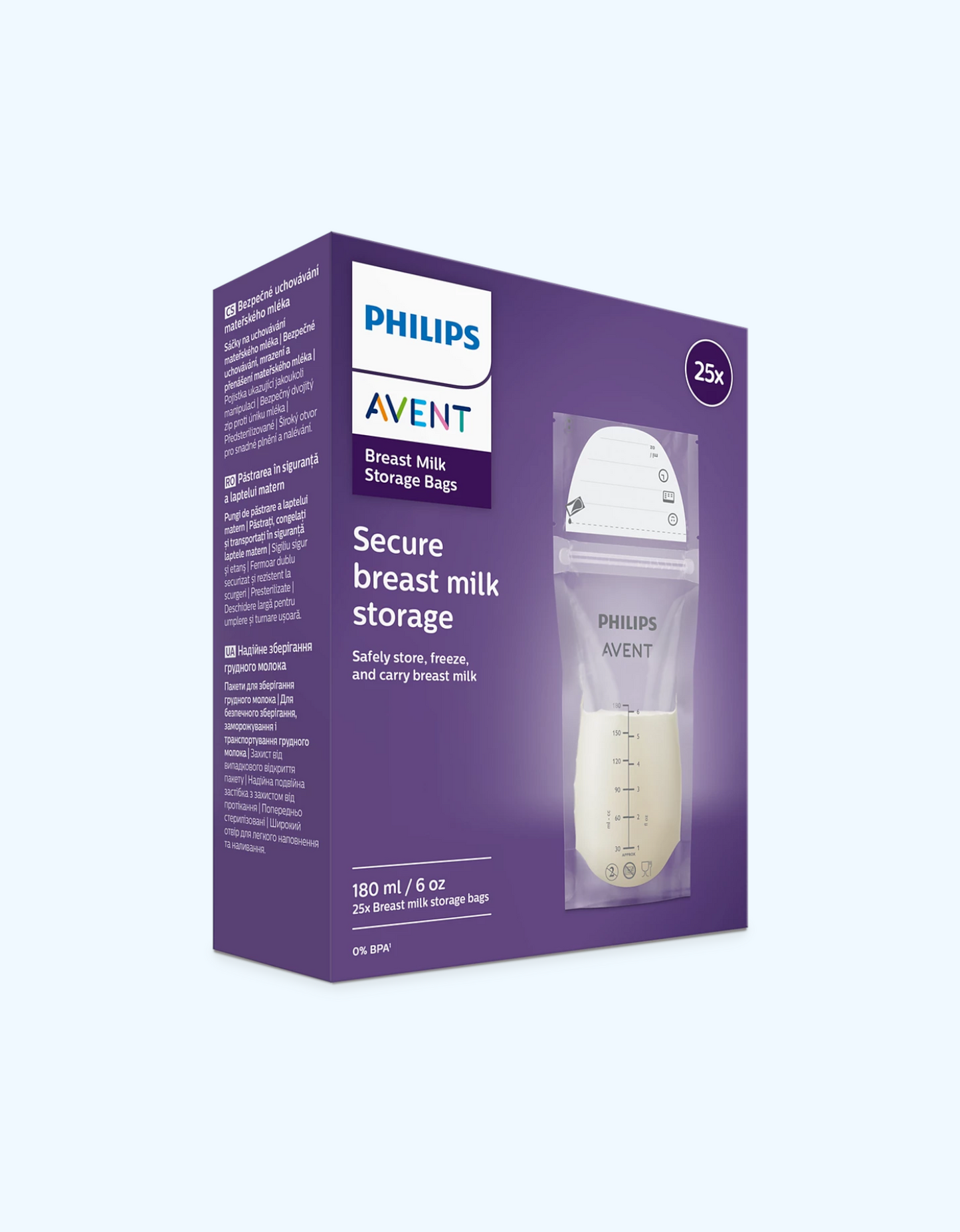 Avent Пакеты для хранения грудного молока, 25 шт., 180 мл
