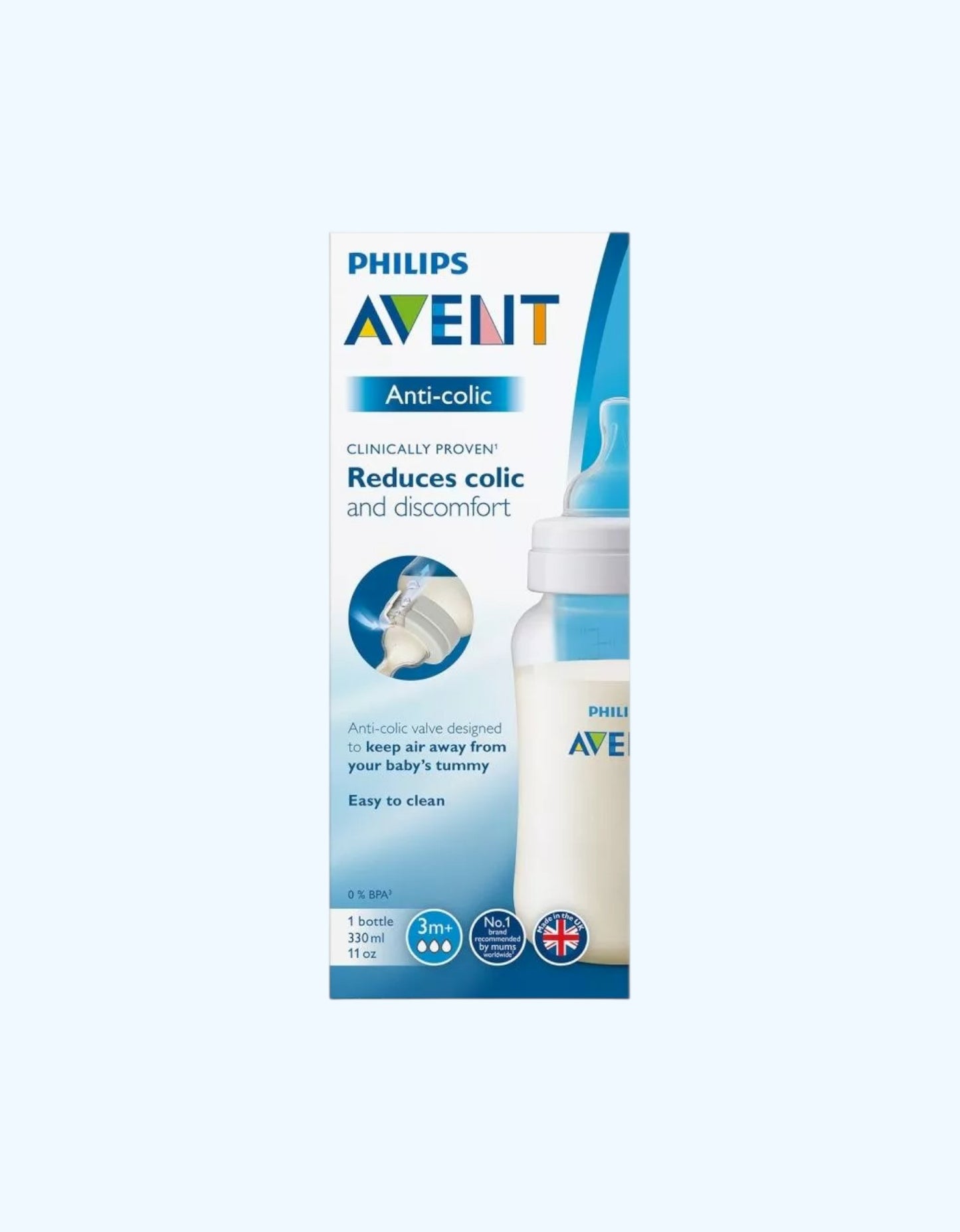 Avent Антиколиковая бутылочка, средний поток, 3+ мес., 330 мл