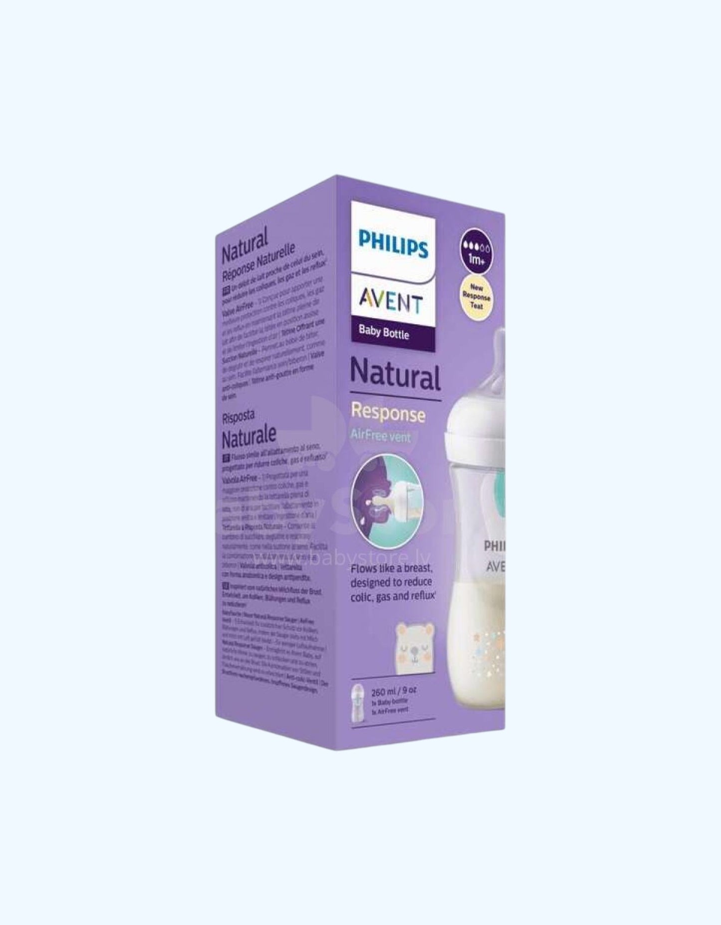 Avent Natural Response Детская бутылочка с клапаном AirFree, средний поток, 3-6 мес., 260 мл