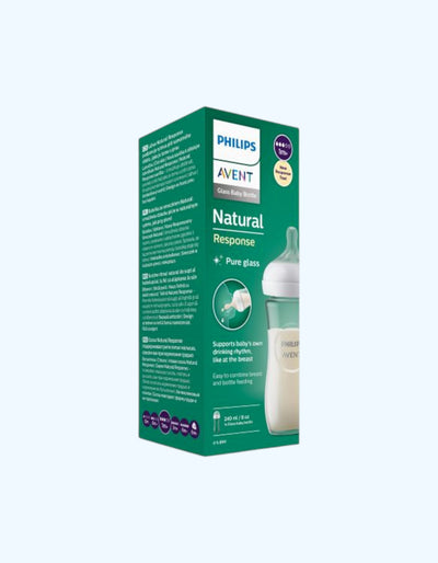 Avent Natural Response Детские бутылочки, стеклянные, средний поток, 2 шт., 3-6 мес., 240 мл