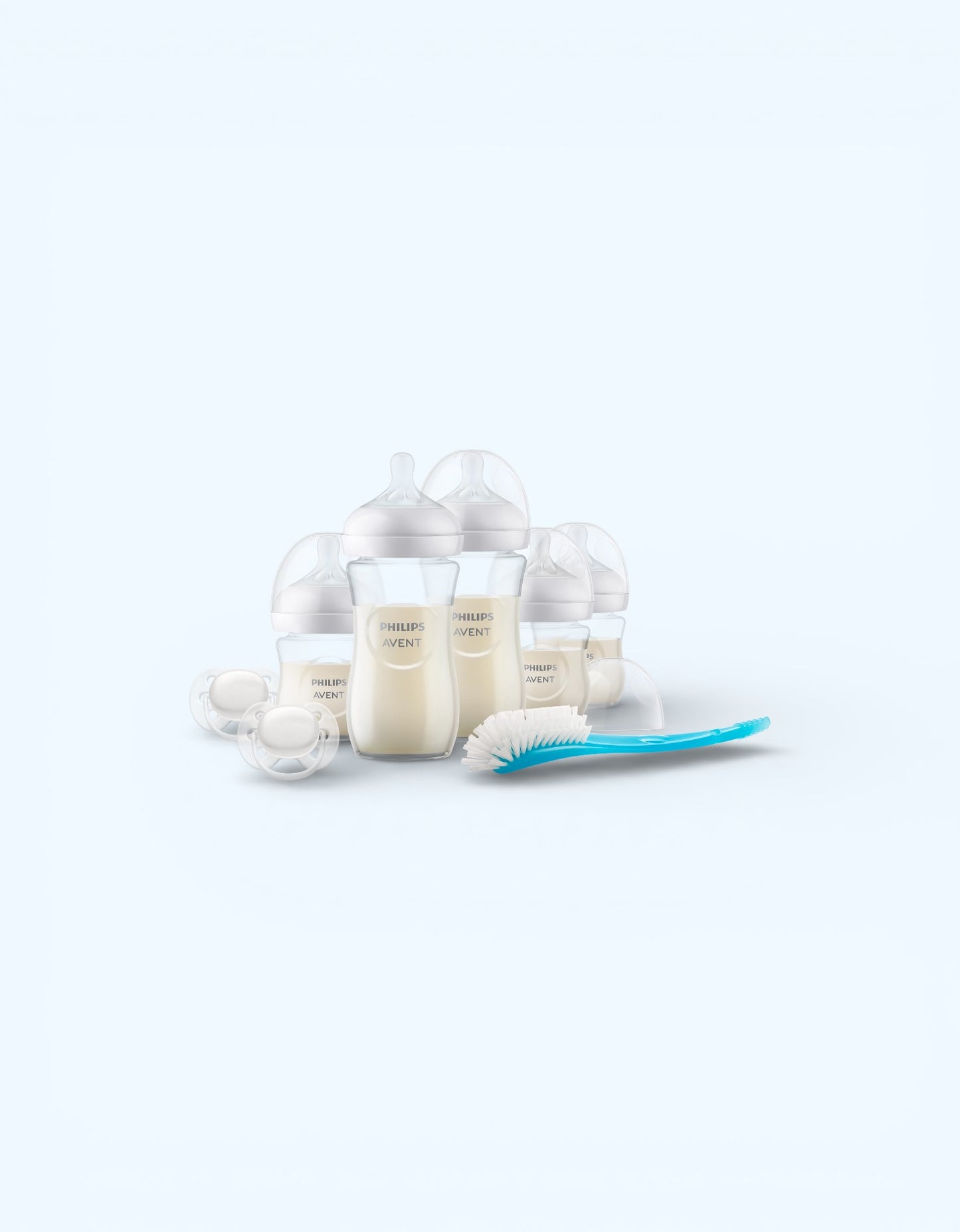 Avent Natural Response Подарочный набор для новорожденных, 5 стеклянных бутылочек + пустышка + щетка