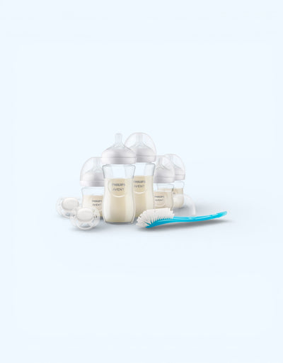 Avent Natural Response Подарочный набор для новорожденных, 5 стеклянных бутылочек + пустышка + щетка