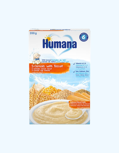 Humana Каша 5 злаков с печеньем, 6+ мес., 200 г