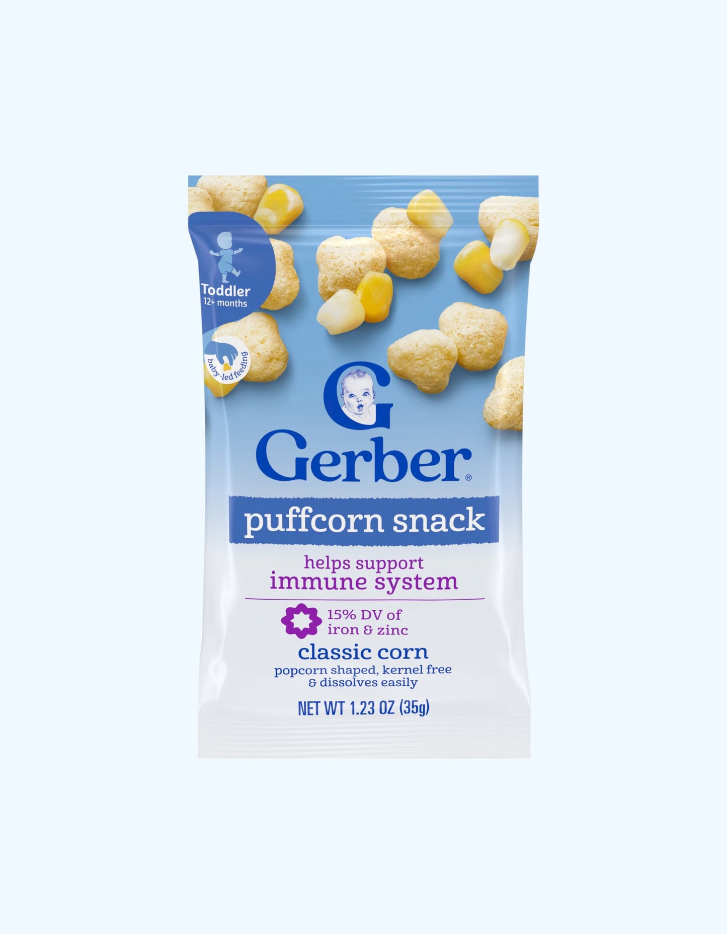 Gerber Puffcorn Снеки, со вкусом кукуруза, 12+ мес., 35 г