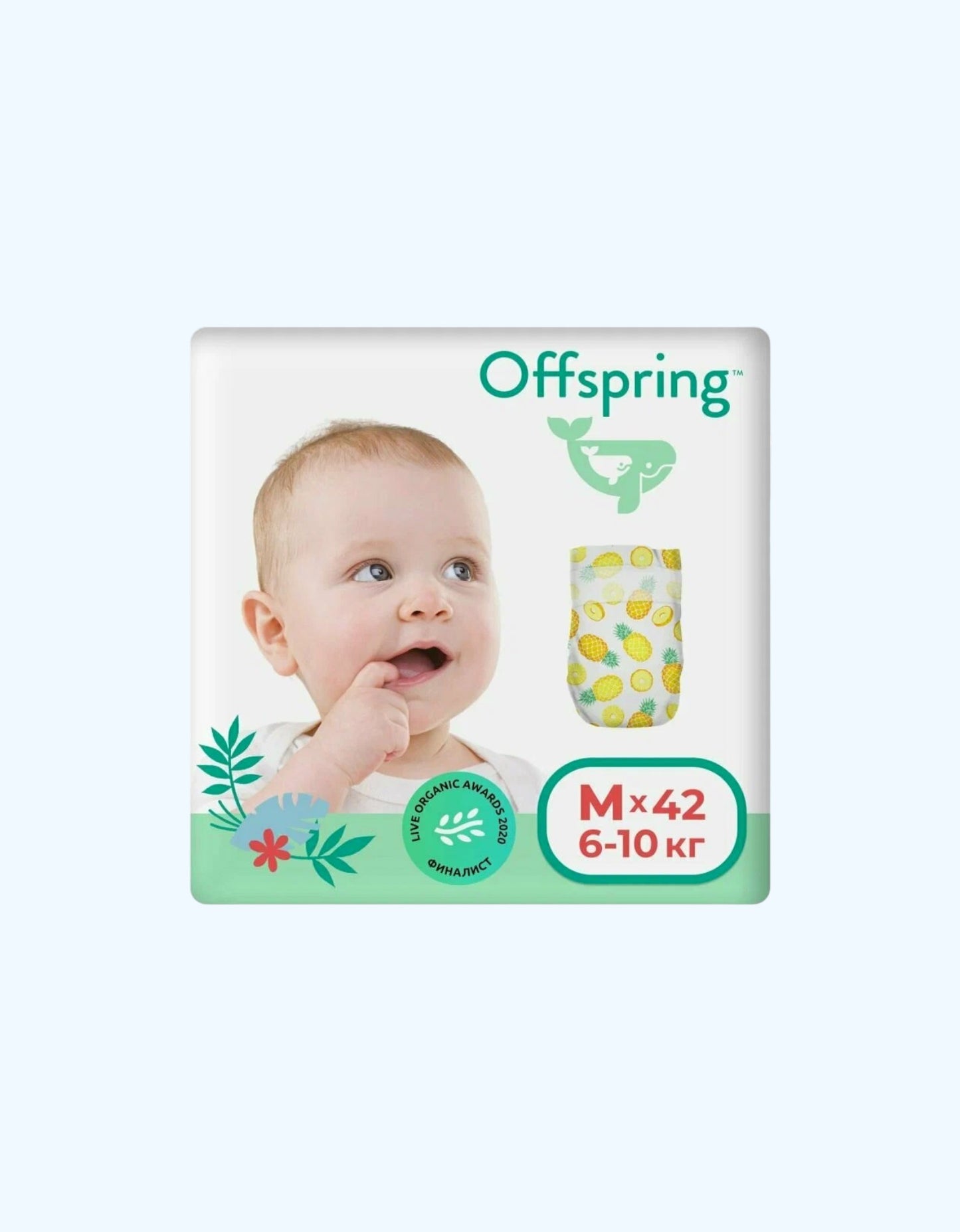 Offspring Подгузники M, 6-10 кг, Ананасы, 42 шт