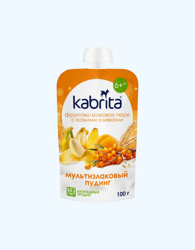 Kabrita Фруктовое-злаковое пюре, мультизлаковый пудинг, 6+ мес., 100 г