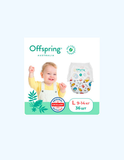 Offspring Трусики-подгузники L, 9-14 кг, Карандаши, 36 шт