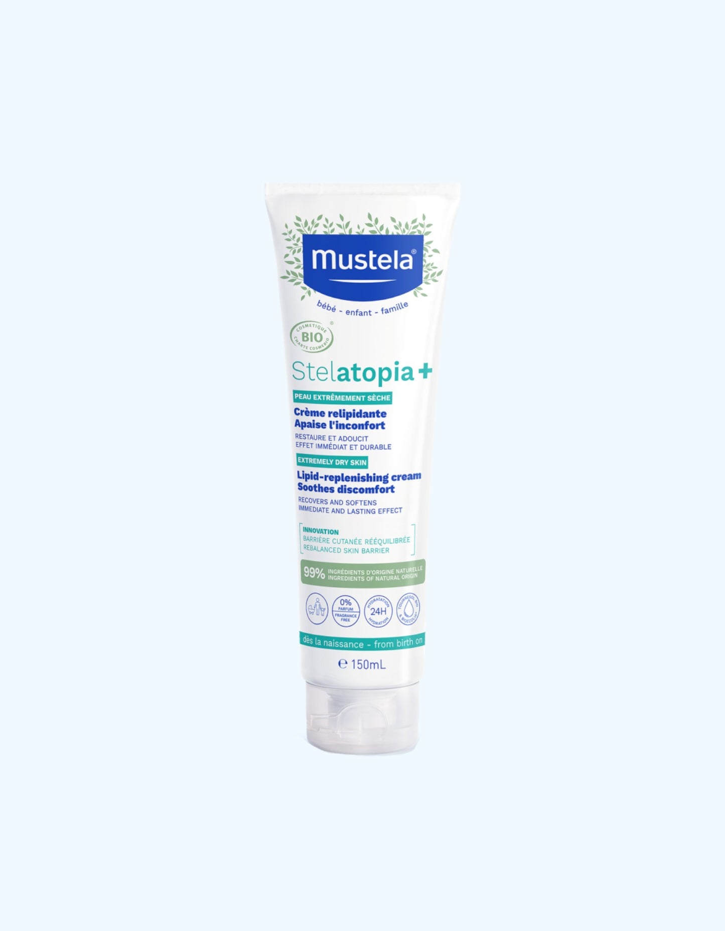 Mustela Stelatopia+ липидный, обновляющий крем, 150 мл