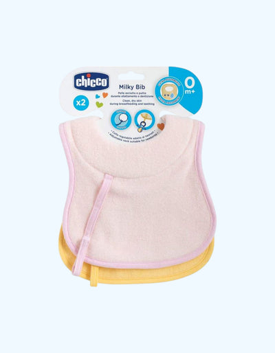 Chicco Milky Нагрудник хлопок для девочек 0+ мес., 2 шт