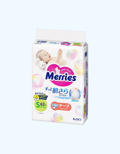 Merries Подгузники, S, 4-8 кг, 62/70 шт