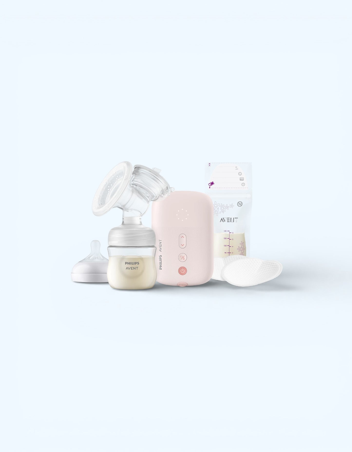 Avent Essential elektr ko'krak pompasi, simli, pushti rangda, to'liq to'plam