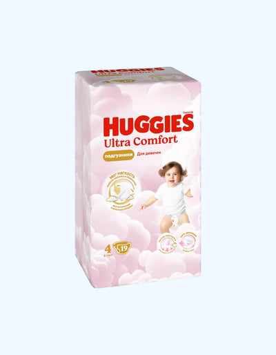Huggies Ultra Comfort 4 Подгузники, девочки, 8-14 кг, 19/80 шт