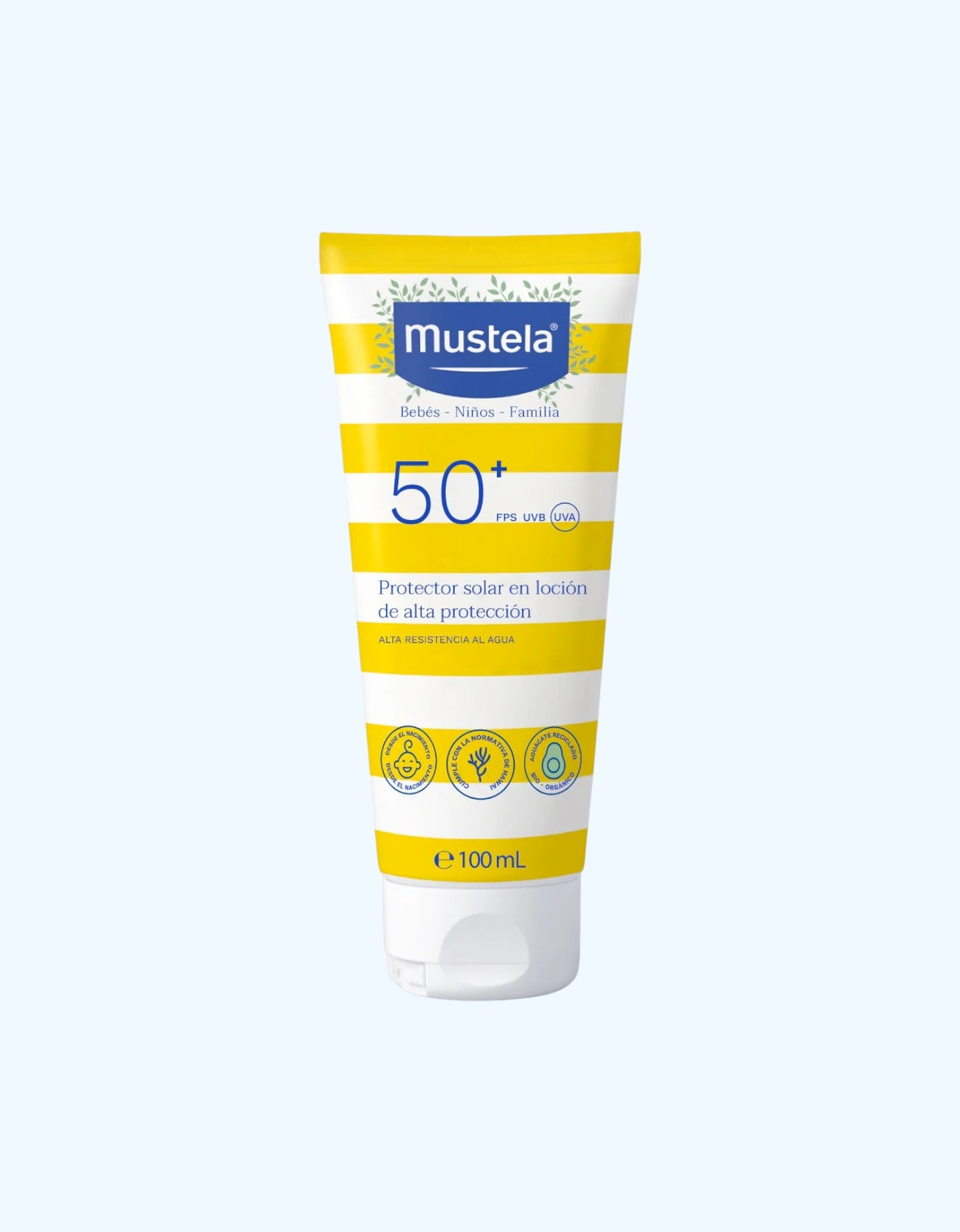 Mustela Солнцезащитный лосьон, водостойкий, SPF 50+, 0+ мес., 100/200 мл