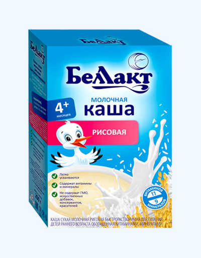 Беллакт Молочная рисовая каша с витаминами и минералами, 200 г
