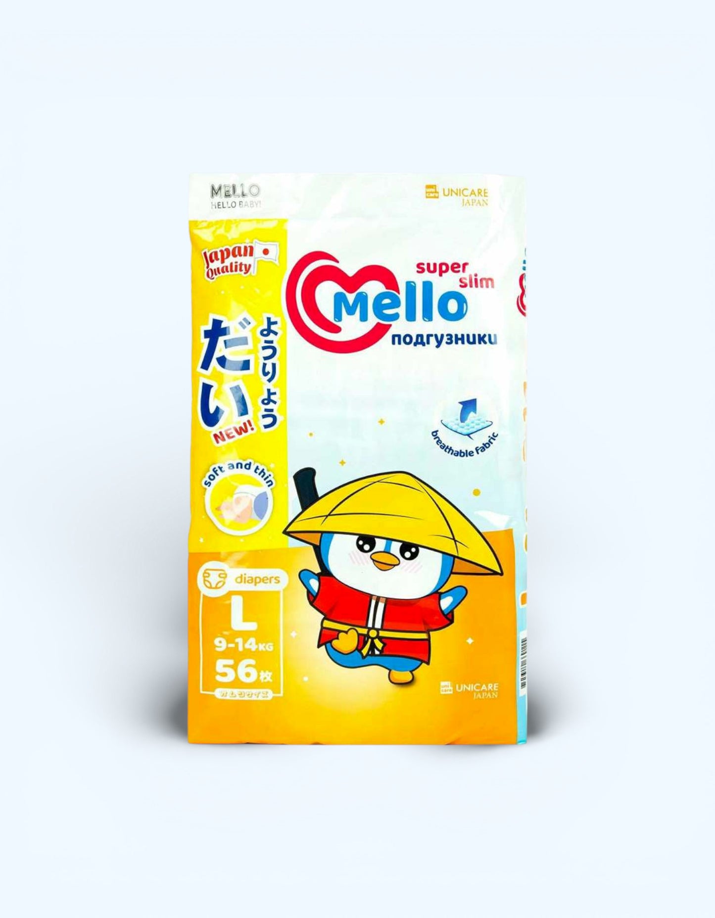 Mello Super Slim Подгузники, L, 9-14 кг, 56 шт