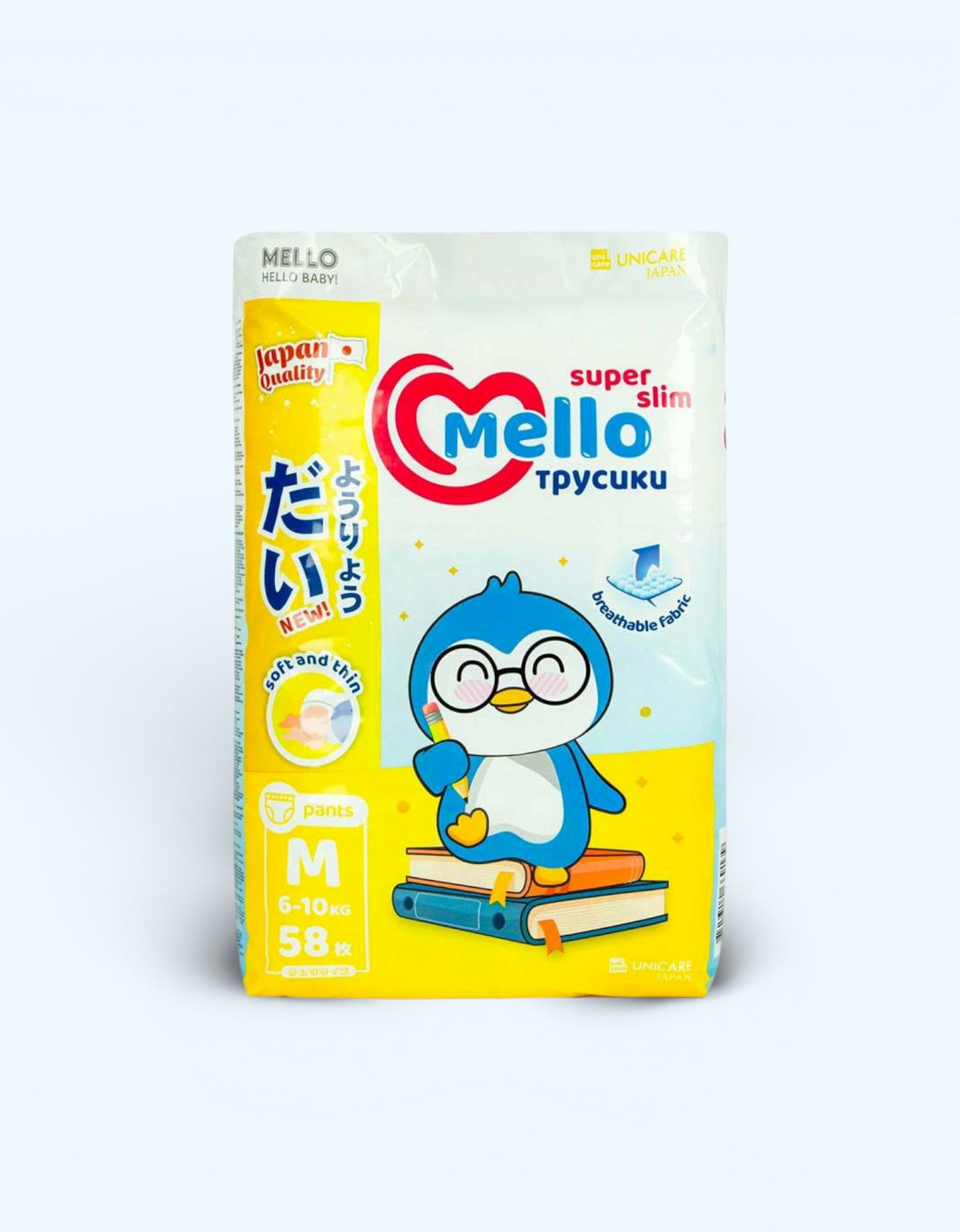 Mello Super Slim Подгузники-трусики, M, 6-10 кг, 58 шт