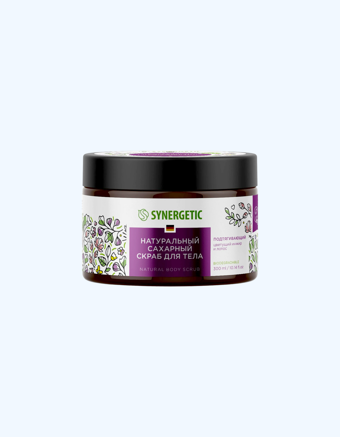 Synergetic Sugar Body Scrub, Blooming Fig va Lotus, 300 ml