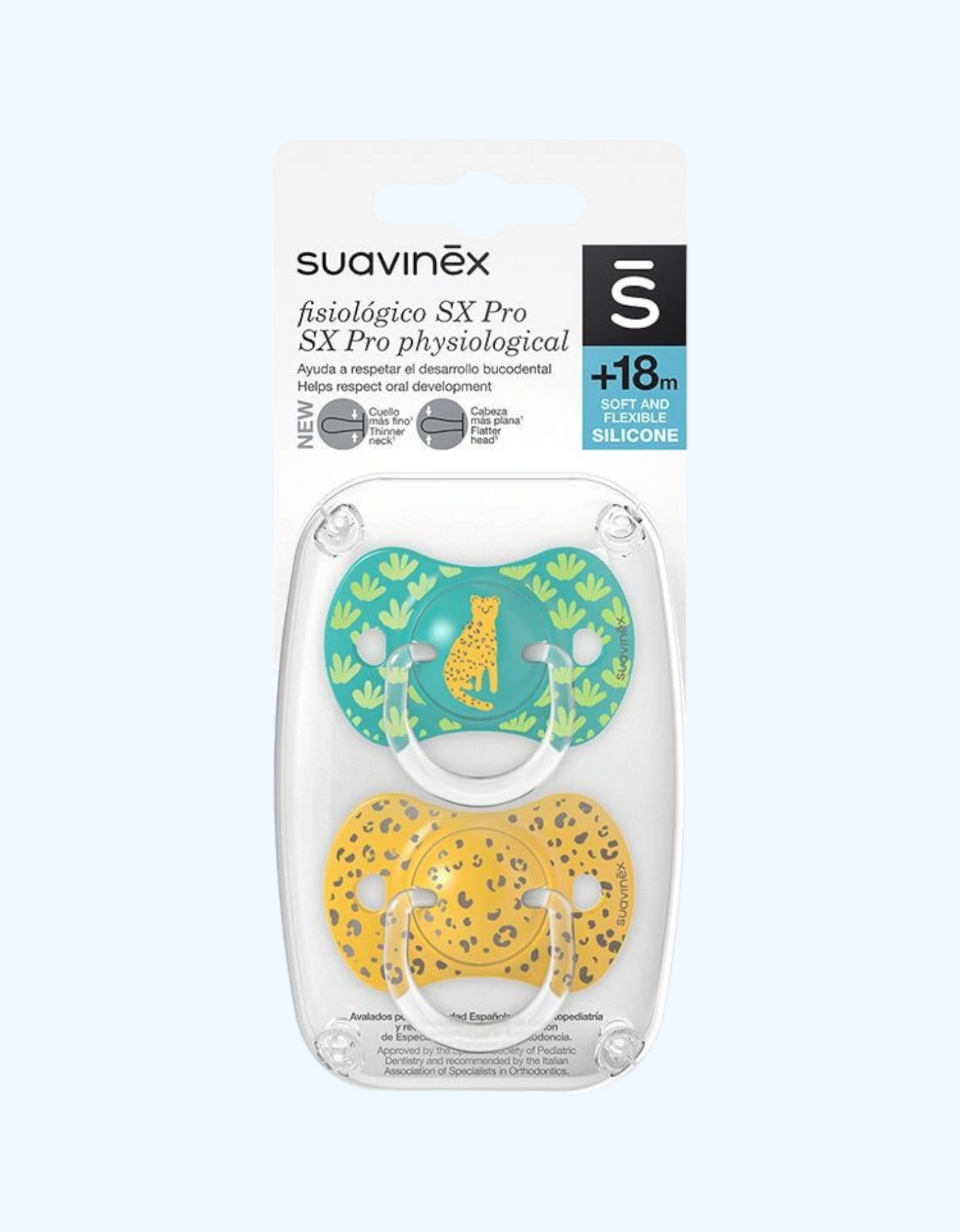 Suavinex Пустышка "Джунгли", силиконовая физиологическая, 18+ мес., 2 шт