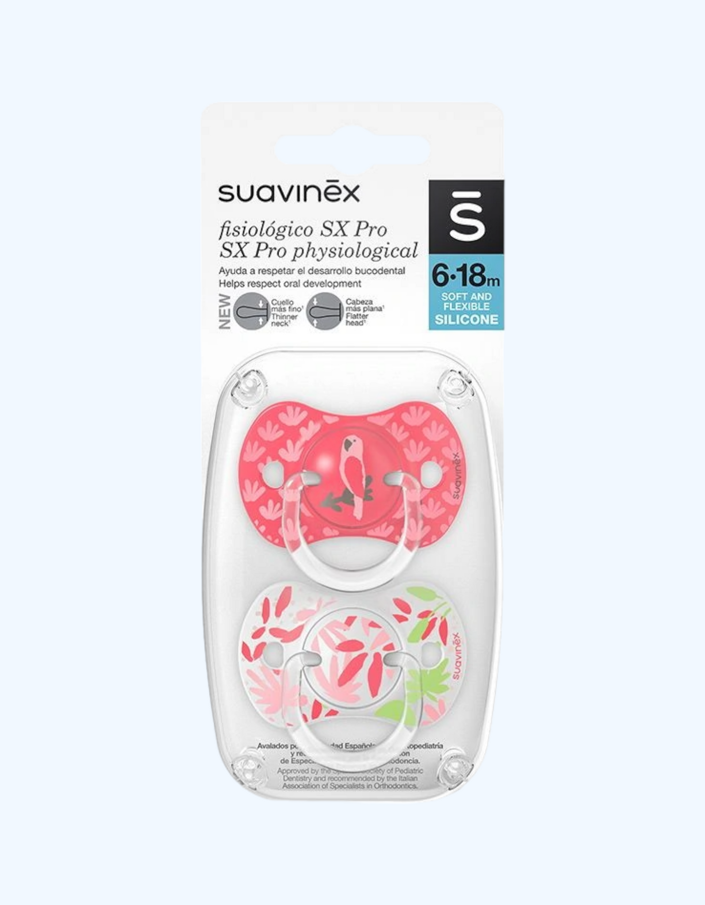 Suavinex Пустышка "Джунгли", силиконовая физиологическая, 6-18 мес., 2 шт