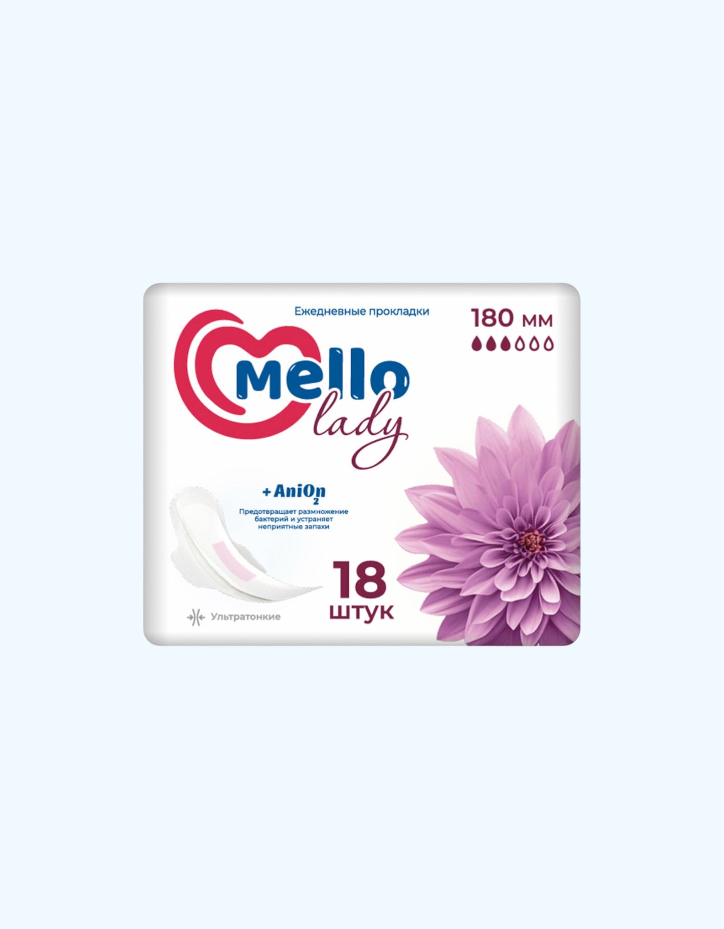 Mello Lady Прокладки, 180мм., 3 капли, 18 шт