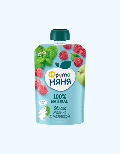 ФрутоНяня Пюре яблоко, малина и мелисса, 5+ мес., 90 г