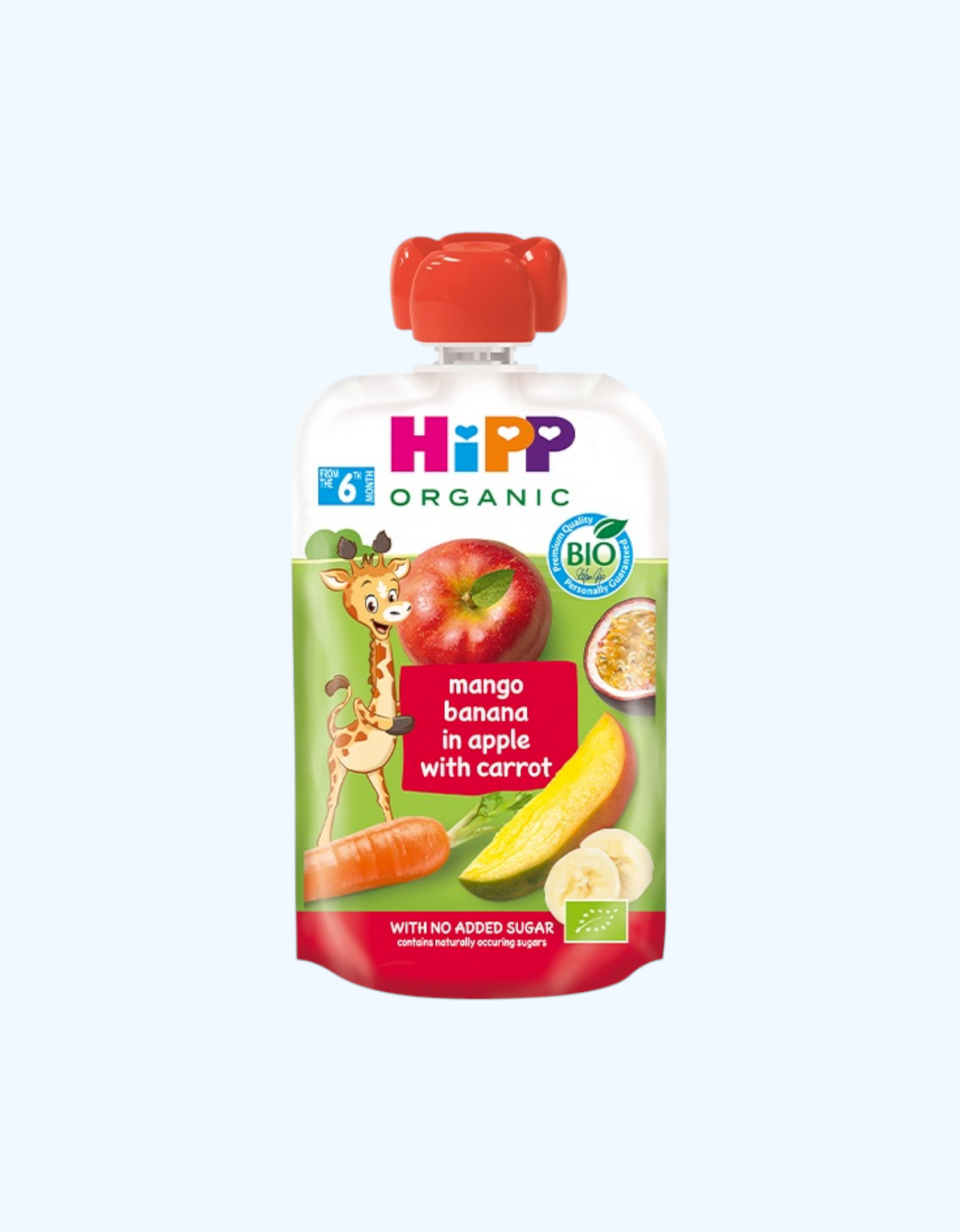 HiPP Пюре, морковка, манго, яблоко, банан, 6+ мес., 100 г