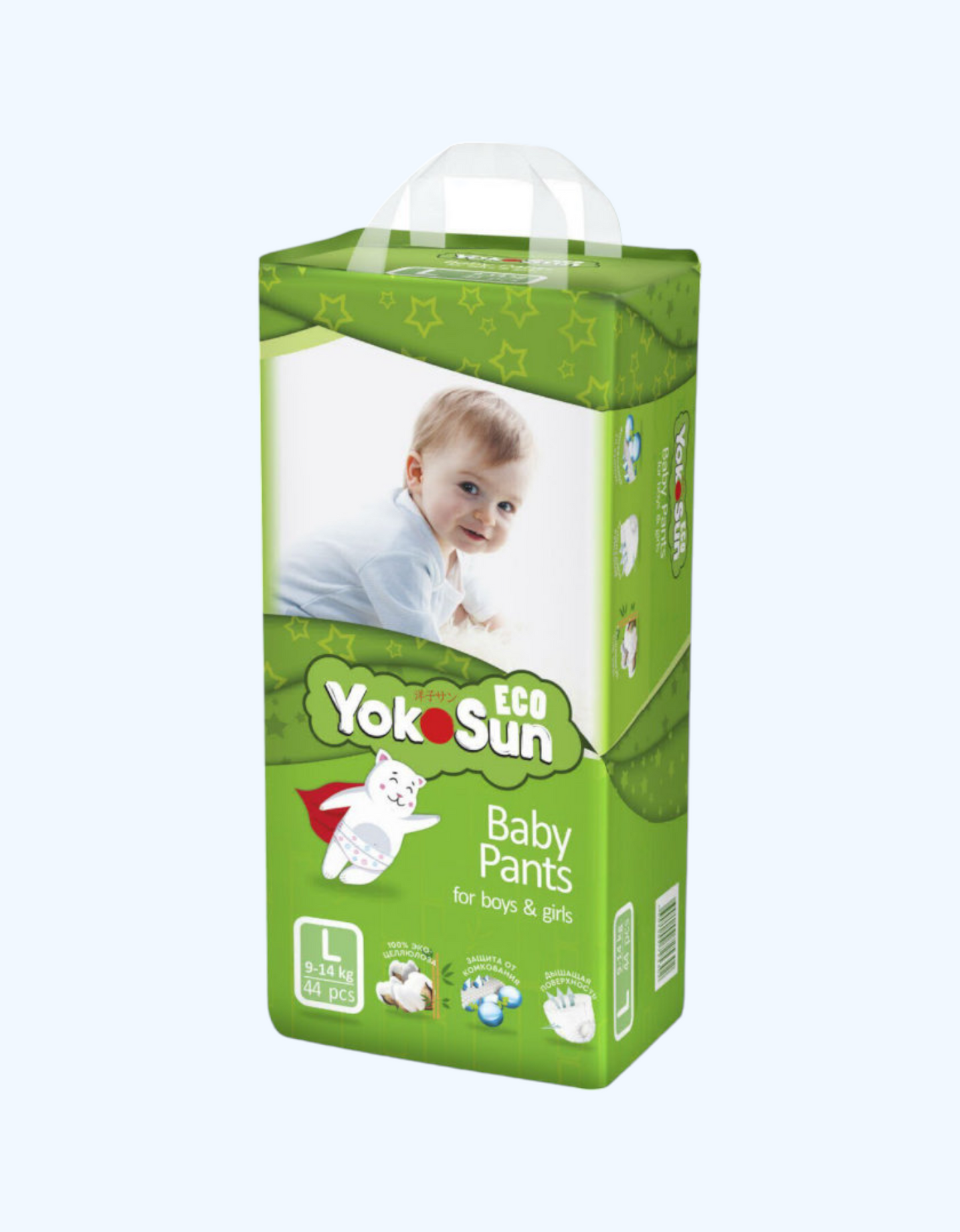 YokoSun Eco tagliklar-panties o'lchami L (9-14 kg) 44 dona 