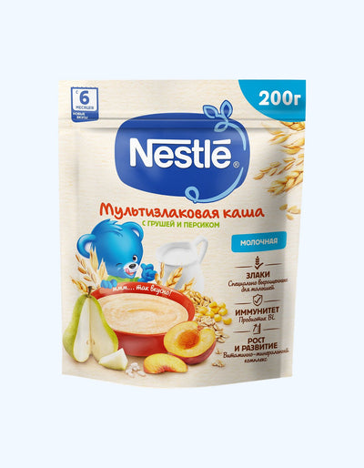Nestle Каша, молочная, груша, персик, с 6 мес., 200 г