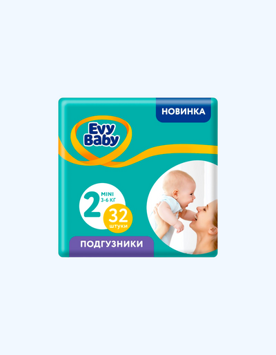 Evy Baby Подгузники 2 3-6 кг, 32 шт