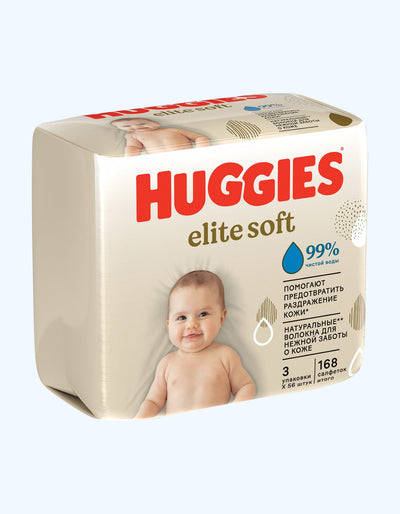 Huggies Elite Soft Влажные Салфетки, большая упаковка, 3х56 шт