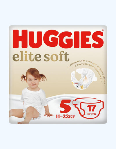 Huggies Elite Soft 5 Подгузники, 12-22 кг, 17 шт