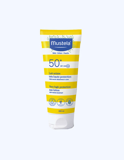 Mustela Quyoshdan himoya qiluvchi sut juda yuqori himoya darajasi 50+, 200 ml