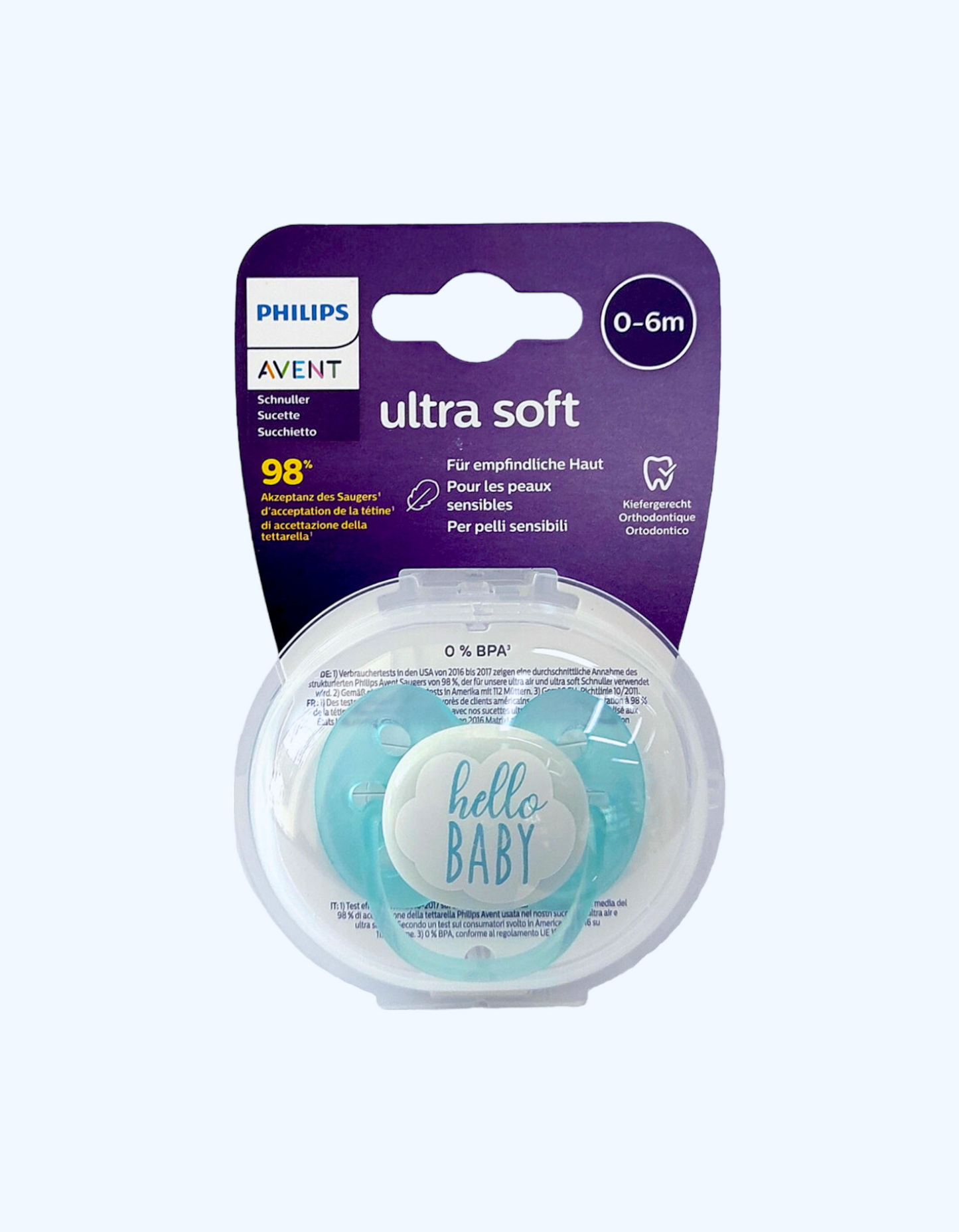 Avent Пустышка серии Ultra Soft, 0- 6 мес.