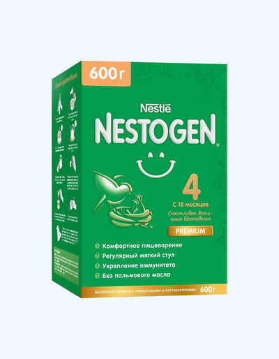 Nestogen 4, prebiyotiklar va laktobakteriyalar bilan sut kukuni, 18+ oy, 300/600/900 g