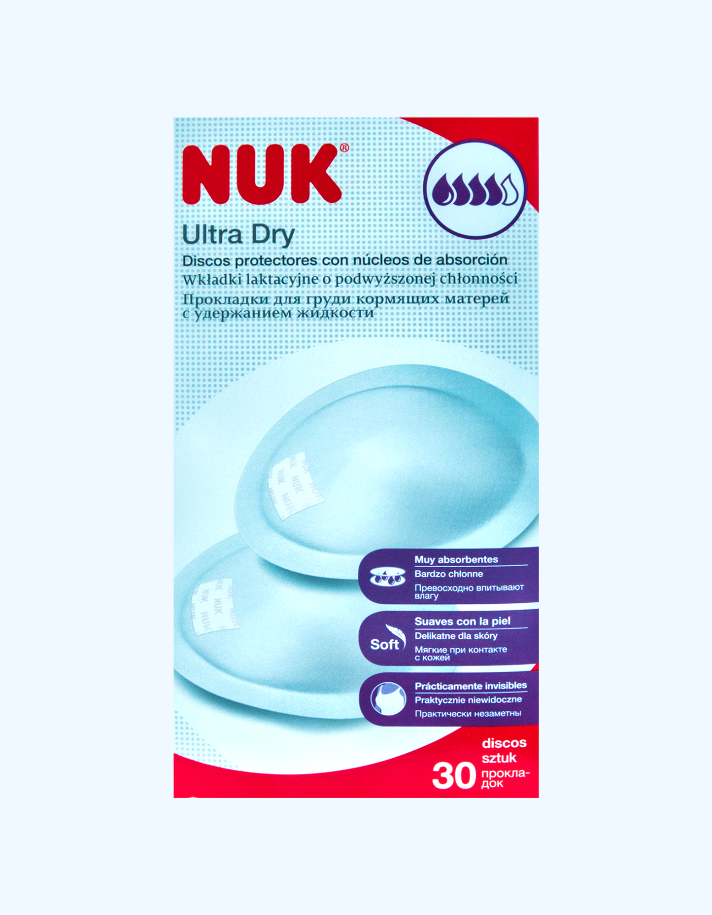 Nuk Ultra Quruq ko'krak yostiqchalari 4 tomchi, 30 dona