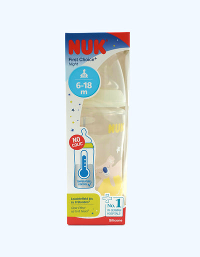 Nuk Bottle FC+ Tungi harorat silikon so‘rg‘ichli, 6-18 oy, 300 ml