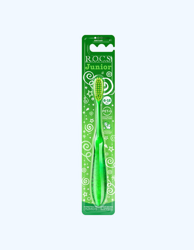 R.O.C.S. Зубная щетка Junior для детей 6-12 лет, мягкая, зеленая