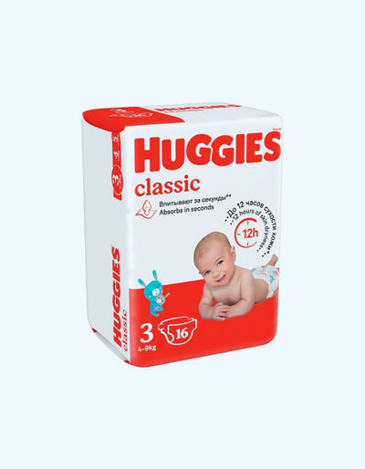 Huggies Classic 3 ta taglik, 4-9 kg, 16/78 dona