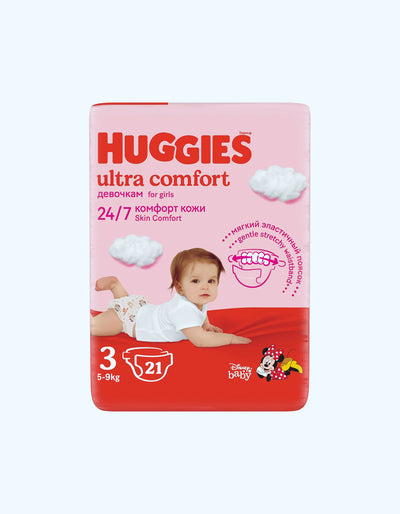 Huggies Ultra Comfort 3 taglik, qizlar, 5-9 kg, 21/94 dona